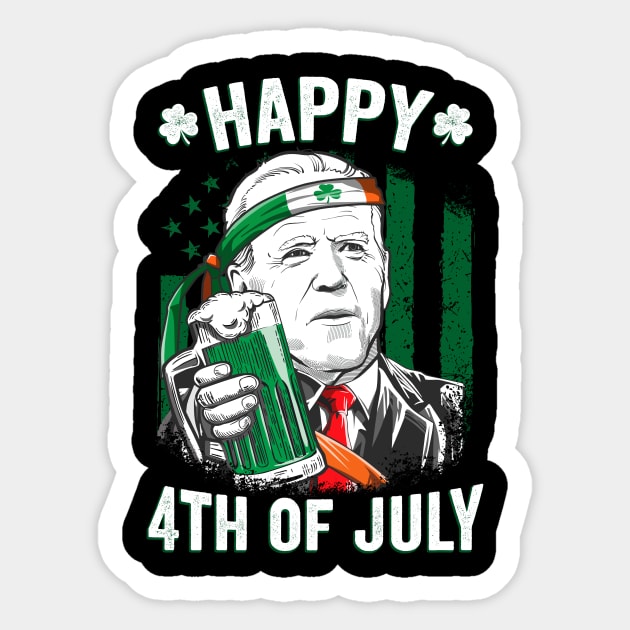 Funny Leprechaun Biden Happy 4th Of July St. Patrick's Day Sticker by petemphasis